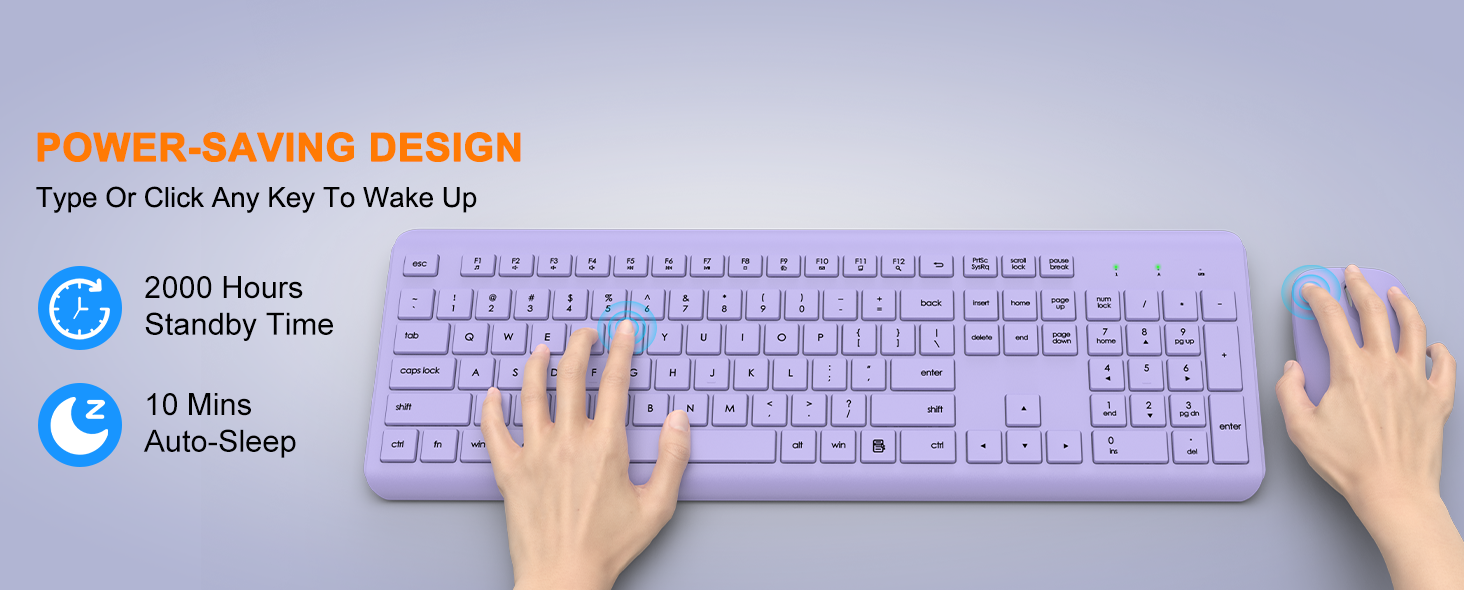 Wireless Keyboard and Mouse Combo Full Size Silent Ergonomic Keyboard Mouse Cordless Mouse Keyboard
