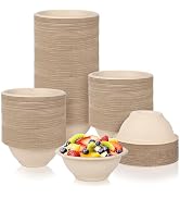 zandfelo 100 Pcs 8 oz Disposable Paper Bowls, Heavy-Duty Thick Natural Bagasse Bowls, Biodegradab...