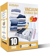 AirBaker Vacuum Storage Bags Vacuum Seal Bags for Clothing &amp; Bedding, Travel Essentials Hand Pump...