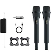 Doslnlya Dual UHF Wireless Microphone System - 2 Handheld Mics, 160ft Range, Noise Cancelling &amp; R...