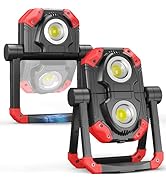 Adelante 2Pack Rechargeable LED Work Light with Magnetic Bases, 2500LM 6500K 12 Hours Long Lastin...