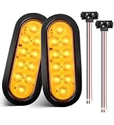 Oyviny 6 Inch 10 LEDs Oval Amber Trailer Tail Lights W/Light Wiring 2PCS, Super Bright 6