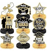 Graduation Table Decorations 2026 - Graduation Centerpieces for Tables, 9 Pcs Black and Gold Hone...