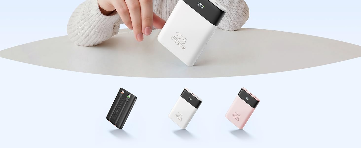 Compact Slim Power Bank, 22.5W Fast Charging, Airline Approved battery backup, 4 Outputs,3 Inputs