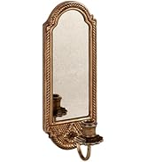 SOFFEE DESIGN Vintage Gold Wall-Mounted Candle Sconce with Mirror - Floral Base &amp; 3D Woven Textur...