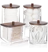 Tbestmax 4 Pack Qtips Dispenser Bathroom Container, 10/12 oz Big Cotton Ball Holder, Apothecary J...