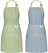 NLUS 2 Pack Waterproof Cooking Apron for Women with Pocket Adjustable Chef Aprons for Kitchen, Co...