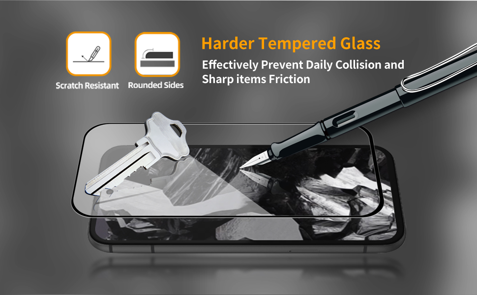 3 Pack for Google Pixel 8a Tempered Glass Screen Protector Black border, GKV4X G6GPR G576D