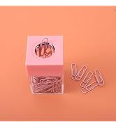 SquarezhenBo Pink Magnetic Paper Cilp Dispenser Holder Clear Acrylic Paper Clip Organizers with M...
