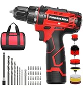 Cordless Drill Driver Kit, 12V Electric Power Drill Set with 2.0Ah Battery and Charger, Compact D...