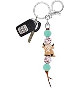 Qpige Highland Cow Gifts Cute Keychain Beads Highland Cow Keychain for Car Key Chain Highland Cow...