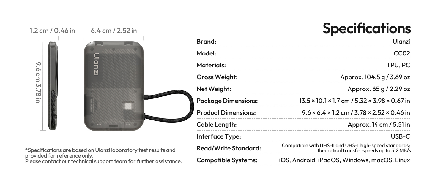 Ulanzi 3-in-1 Portable SD Card Reader