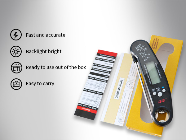Waterproof Food Thermometer for Kitchen and Outside, BBQ, Turkey, Candy, Liquids, Beef
