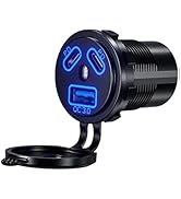 Thlevel 12V Type C USB Outlet Quick Car Charger Socket Dual Port Type C Fast Charger Socket Power...