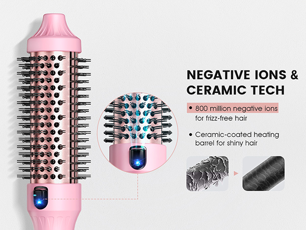 negative ion thermal brush heated round hot curling iron brush straightener volumizing blowout