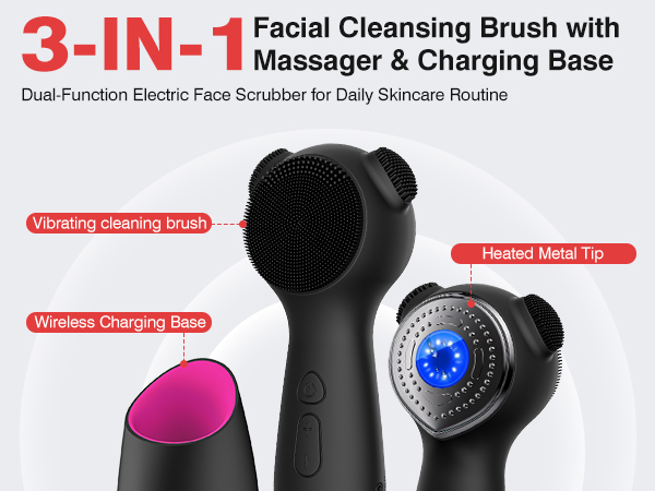 Facial cleansning brush with massager &amp;amp; charging base