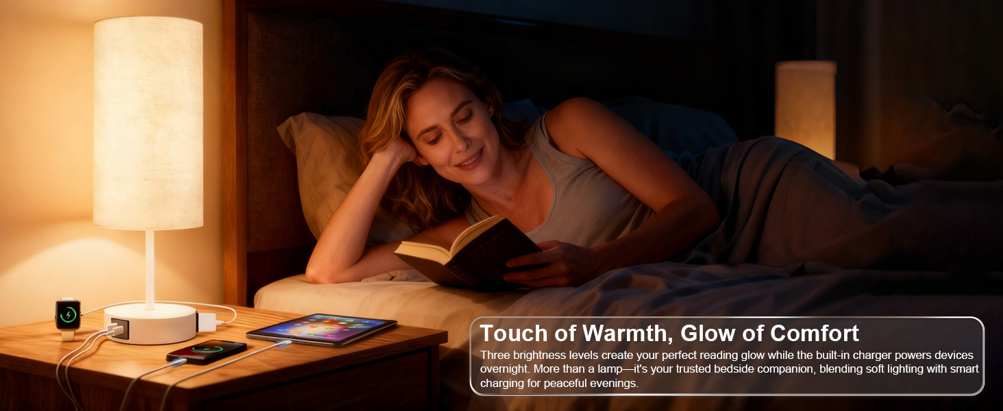 modern bedside table lamps with usb charging ports and outlet