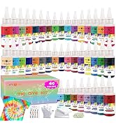HTVRONT Tie Dye Kit - 40 Vibrant Colors Tye Dye Kit for Large Groups, Pre-Filled Bottles Tye dye ...