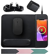 VIVIYA 15W Wireless Charging Mouse Pad with Detachable Wrist Support and 20W Power Adapter, Fast ...