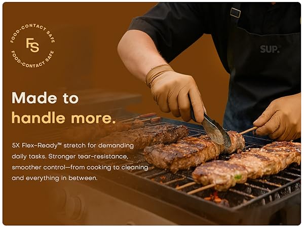 5X Flex-ReadY stretch for daily tasks tear-resistance smoother control cooking to cleaning 