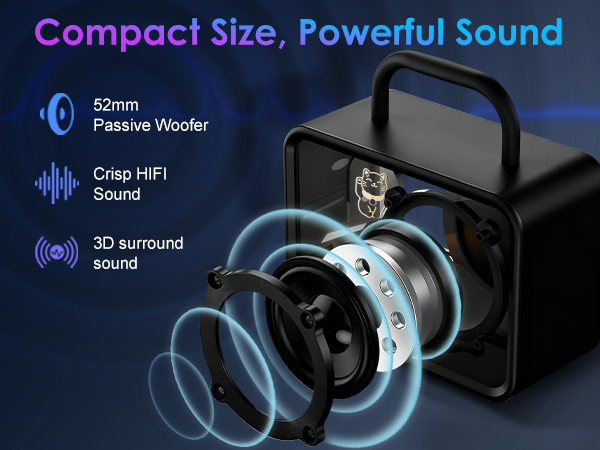 Portable Bluetooth Speaker with Lights Powerful Crystal Clear Sound cute desk accessories