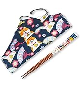 LANHUTHS Chopsticks Reusable with Case, Bamboo Chopstick Gift Set Blue Animal Pattern Portable Ch...