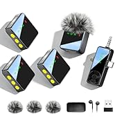 Gicorino 3-in-1 Wireless Lavalier Microphone for iPhone, Android, Cameras - Mini Microphone with ...