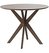 Giantex 36" Round Wood Dining Table, Farmhouse Kitchen Table w/Intersecting Pedestal Base &amp; Solid...