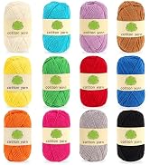 Coopay Cotton Yarn for Crocheting- 60% Cotton 40% Acrylic- 12 Pack of 50g/1.76oz- #3 DK Weight-14...