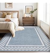 GarveeHome 5x7 Washable Area Rug for Bedroom Living Room Non Slip Modern Bordered Throw Rugs Low ...