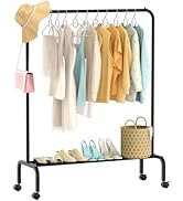 STARLATTA Rolling Clothing Racks for Hanging Clothes, Garment Rack for Clothes to Hang, Metal Por...