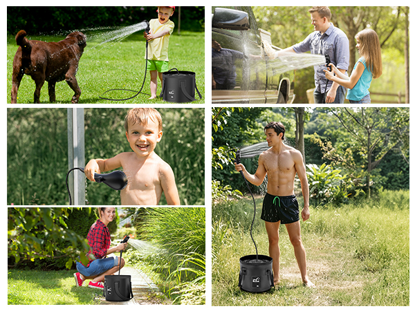 beach trips, children's baths, pet's baths, car washes, and plant watering, among other uses