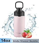 FristChoice Kids Insulated Water Bottle with Straw,14oz Stainless Steel Water Bottle,BPA-free and...