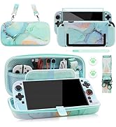 PAWDIARY Green Marble Switch 2 2025 Carrying Travel Bag, with Hardshell PC Protective Case for Ni...