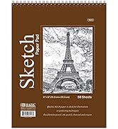 BAZIC Sketch Pad 50 Sheet 6" X 8", Top Bound Spiral Sketchbook Drawing Pads, Sketching Paper Colo...