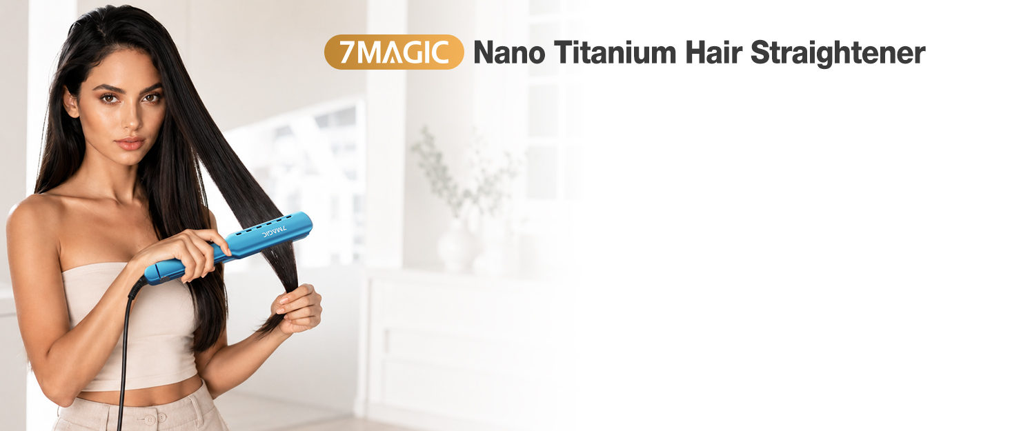 7MAGIC 1.7" Nano Titanium Wide Flat Iron Hair Straightener