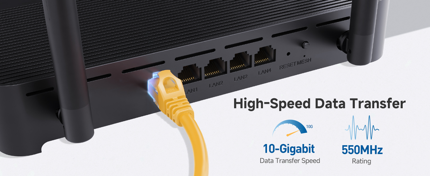 High-performance Cat6 network cable for LAN connections and internet