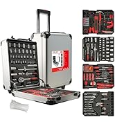 Tool Kit, Aluminum Trolley Case Tool Set for Men, 515 PCS General Household Tool Kit with 4-Drawe...
