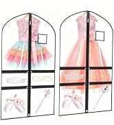 2 Pack Clear Garment Bags for Dance Costumes,40 Inch Transparent Dance Costume Bag with 4 Zipper ...