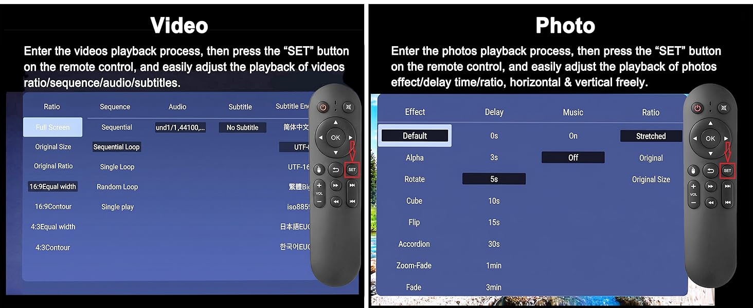 Video and Photo Playback Settings