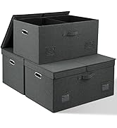 Graciadeco 75 Quarts Extra Large Decorative Storage Bins with Lids, 3 Packs Dark Gray Collapsible...