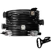 CXIYUA Black 25FT 16 Gauge SJTW Multi Indoor/Outdoor Power Extension Cord, Multiple Evenly Spaced...