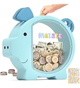 Summidate Wooden Piggy Bank for Boys Girls Kids Toddler Adults Large Unbreakable Bills Coin Chang...
