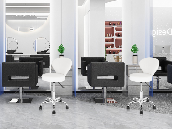 Rolling Swivel Salon Stool Chair with Back Support Adjustable