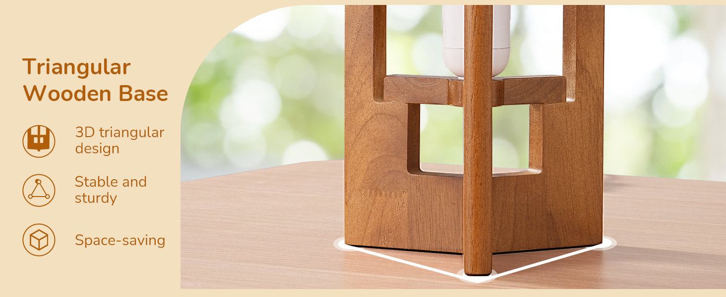 Triangular Wooden Base Table Lamp