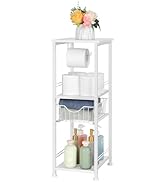 OYEAL Bathroom Storage Cabinet Freestanding Bath Shelf with Drawer Toilet Paper Storage Stand 3 T...