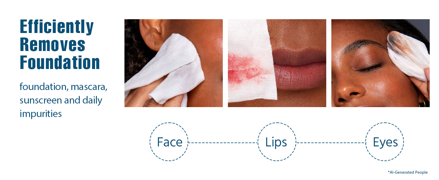 Efficiently removes foundation,mascara, sunscreen and daily impurities