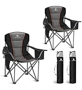 LET'S CAMP Folding Camping Chair Oversized Heavy Duty Padded Outdoor Chair with Cup Holder Storag...