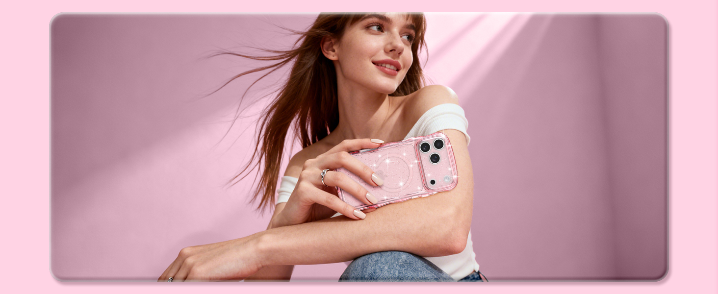 crystal Clear case transparent case magnetic case glitter case Glossy case cute case aesthetic case