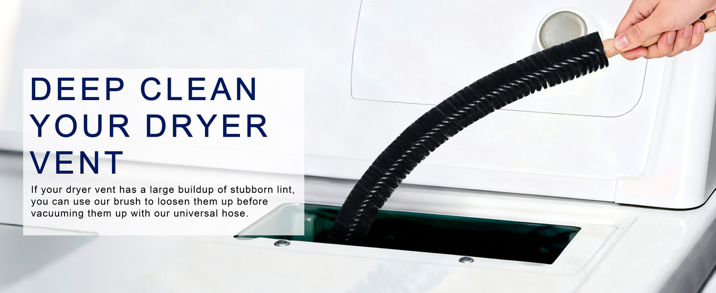Dryer Vent Cleaner Kit - Dryer Lint Brush and Flexible Vacuum Hose